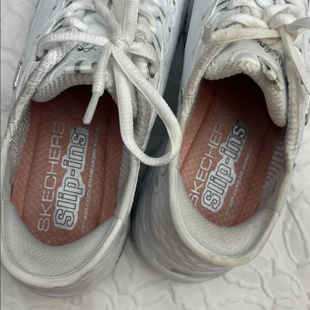 Skechers All-White Chunky Lace-Up Sneakers